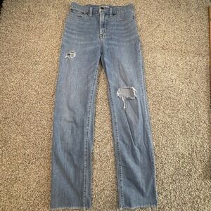 Madewell Perfect Vintage Jeans Womens 26 Blue Light‎ Wash Raw Hem 27" Inseam